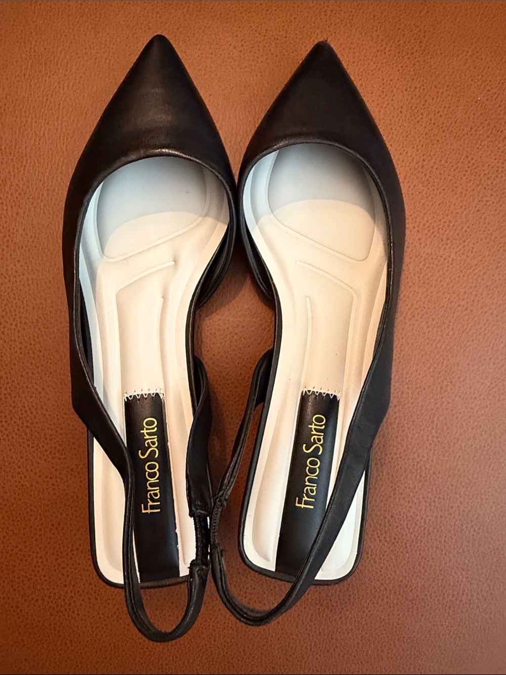 Franco Sarto Black Pointed Toe Slingback Flats